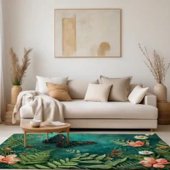 Green Butterfly Plant Area Rug Kitchen Mat Non-Slip Oil Proof Floor Mat Livingroom Rug Indoor Outdoor Mat Bedroom Decor Bathroom Mat Entrance Rug Door Mat