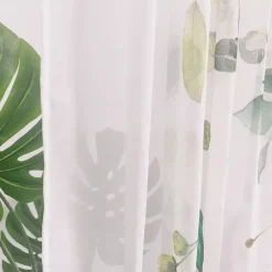 Green Eucalyptus Leaves Sheer Curtains Rod Pocket Drapes For Living Room Bedroom, Chiffon Farmhouse Curtain for Kitchen Balcony Door Window Treatments Room Darkening