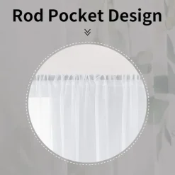 Green Eucalyptus Leaves Sheer Curtains Rod Pocket Drapes For Living Room Bedroom, Chiffon Farmhouse Curtain for Kitchen Balcony Door Window Treatments Room Darkening