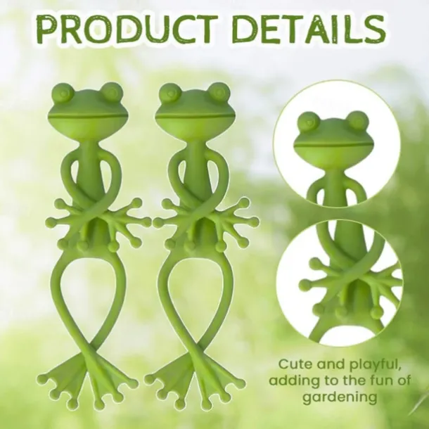 Green Frog Plant Supports Set Frog Plant Stand, Cute Frog Flower Pot Hugger Plant Climbing Fixture Clips, Multipurpose Frog Planter Decor Plant Vine Traction