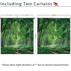 Green Healing Series Natural Forest Landscape Insulation Outdoor Balcony Rest Living Room Home Decoration 2-piece Set 3D Digital Printing Perforated Sunshade Curtains