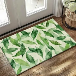 Green Leaves Doormat Kitchen Mat Floor Mat Non-Slip Area Rug Oil Proof Rug Indoor Outdoor Mat Bedroom Decor Bathroom Mat Entrance Entryway Rug