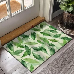 Green Leaves Doormat Kitchen Mat Floor Mat Non-Slip Area Rug Oil Proof Rug Indoor Outdoor Mat Bedroom Decor Bathroom Mat Entrance Entryway Rug