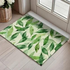 Green Leaves Doormat Kitchen Mat Floor Mat Non-Slip Area Rug Oil Proof Rug Indoor Outdoor Mat Bedroom Decor Bathroom Mat Entrance Entryway Rug