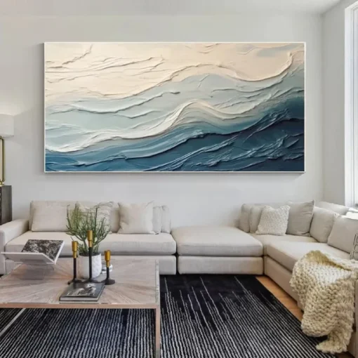 Green oil painting Handmade 3D abstract oil painting Hand Painted Oil Painting Wall Modern Abstract Green Wave Canvas Painting Home Decoration Decor Canvas Painting