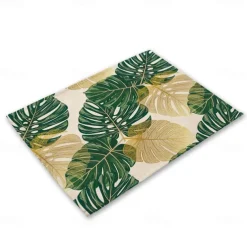 Green Placemats Heat Resistant Farmhouse Table Place Mat Stain Resistant Placemat, Placemat for Wedding Kitchen Dining Table Decoration Indoor Outdoor