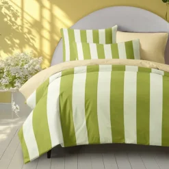Green Stripe Pattern Duvet Cover Set Comforter Set 2/3PCS Luxury Cotton Bedding Set Home Decor Bedding Gift King Queen Full Size Queen King Size
