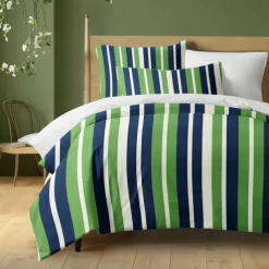 Green Stripe Pattern Duvet Cover Set Comforter Set 2/3PCS Luxury Cotton Bedding Set Home Decor Bedding Gift King Queen Full Size Queen King Size