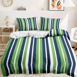 Green Stripe Pattern Duvet Cover Set Comforter Set 2/3PCS Luxury Cotton Bedding Set Home Decor Bedding Gift King Queen Full Size Queen King Size