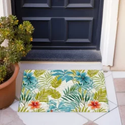 Green Yellow Floral Doormat Floor Mats Washable Rugs Kitchen Mat Non-Slip Oil Proof Rug Indoor Outdoor Mat Bedroom Decor Bathroom Mat Entrance Rug