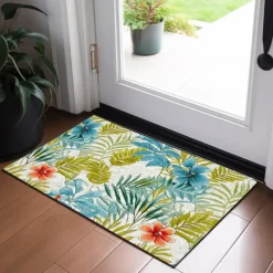 Green Yellow Floral Doormat Floor Mats Washable Rugs Kitchen Mat Non-Slip Oil Proof Rug Indoor Outdoor Mat Bedroom Decor Bathroom Mat Entrance Rug