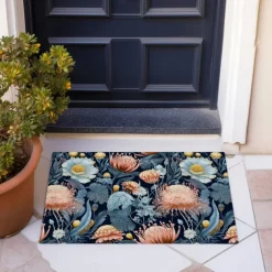 Green Yellow Floral Doormat Floor Mats Washable Rugs Kitchen Mat Non-Slip Oil Proof Rug Indoor Outdoor Mat Bedroom Decor Bathroom Mat Entrance Rug
