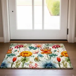 Green Yellow Floral Doormat Floor Mats Washable Rugs Kitchen Mat Non-Slip Oil Proof Rug Indoor Outdoor Mat Bedroom Decor Bathroom Mat Entrance Rug