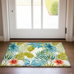 Green Yellow Floral Doormat Floor Mats Washable Rugs Kitchen Mat Non-Slip Oil Proof Rug Indoor Outdoor Mat Bedroom Decor Bathroom Mat Entrance Rug