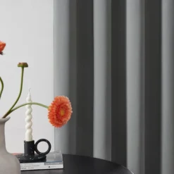 Grey Blackout Curtain 1 Panel Grommet Thermal Insulated Room Darkening Curtains for Bedroom and Living Room IKEA Series
