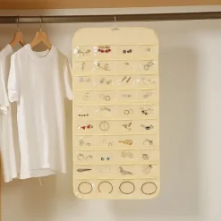 48Grids Hanging Jewelry Storage Earrings Necklace Bracelet Hanging Transparent Bag With Compartments Holder Organizer