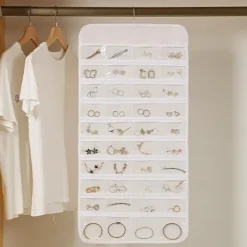 48Grids Hanging Jewelry Storage Earrings Necklace Bracelet Hanging Transparent Bag With Compartments Holder Organizer