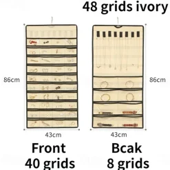 48Grids Hanging Jewelry Storage Earrings Necklace Bracelet Hanging Transparent Bag With Compartments Holder Organizer