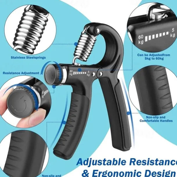 Grip Strength Trainer, Hand Grip Exerciser With Adjustable Resistance 11-132 Lbs (5-60kg), Forearm Strengthener, Hand Exerciser For Muscle Building And Injury Recovery