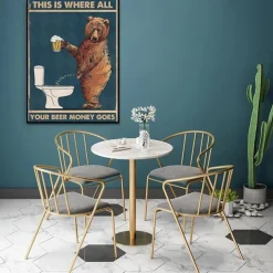 Grumpy Bear Drinking Beer Prints Poster Abstract Wall Art Canvas Modern Canvas Painting Print Picture Bathroom Toilet Nordic Home Decor Frameless