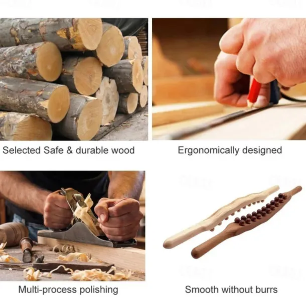 Guasha Wood Stick Massage Tool,20 Beads Wood Massage Roller Stick,Lymphatic Drainage Massager for Body Shaping,Gua Sha Tools for Back Leg