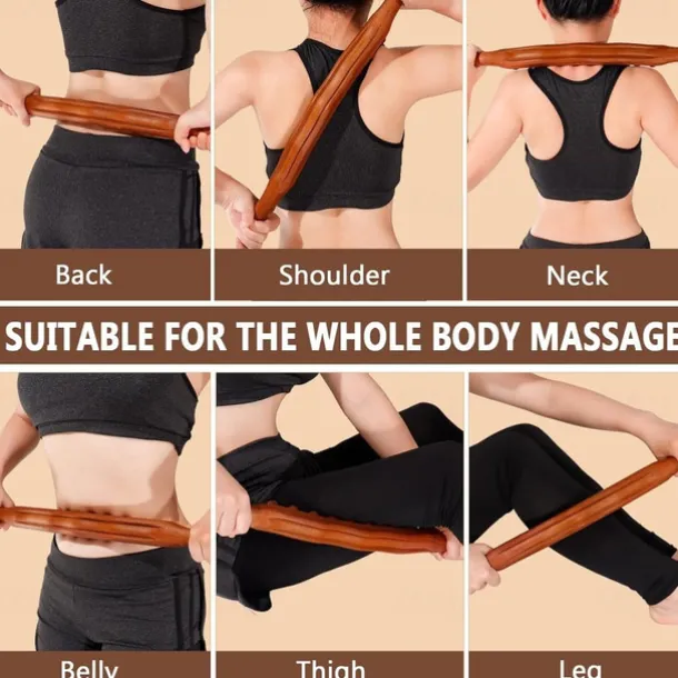 Guasha Wood Stick Massage Tool,20 Beads Wood Massage Roller Stick,Lymphatic Drainage Massager for Body Shaping,Gua Sha Tools for Back Leg