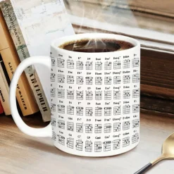 Guitar Chord Mug 400ml Cup with Chord White Ceramic Coffee Cup with Guitarist Design Perfect Gift for Beginner Guitar Enthusiasts Ideal for Music Lovers Home or Office Use