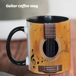 Guitar Coffee Cup Musical Coffee Mugs, Guitar Cup Travel Mug Funny Drinking Cup Desk Decor,11.2oz Ceramic Mug Tea Mug, Birthday Christmas Gifts for Music Lover