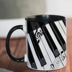 Guitar Coffee Cup Musical Coffee Mugs, Guitar Cup Travel Mug Funny Drinking Cup Desk Decor,11.2oz Ceramic Mug Tea Mug, Birthday Christmas Gifts for Music Lover