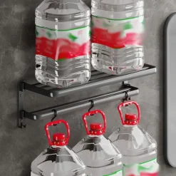 Gun Ash Bathroom Towel Rack Black Bathroom Storage Rack Toilet Bathroom Hardware Pendant Set Non Perforated Towel Rack