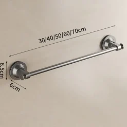 Gun Gray Suction Cup Towel Rack Bathroom Non Perforated Space Aluminum Bathroom Storage Rack Wall Mounted Single Pole Towel Pole