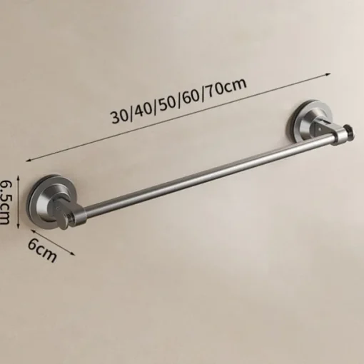 Gun Gray Suction Cup Towel Rack Bathroom Non Perforated Space Aluminum Bathroom Storage Rack Wall Mounted Single Pole Towel Pole