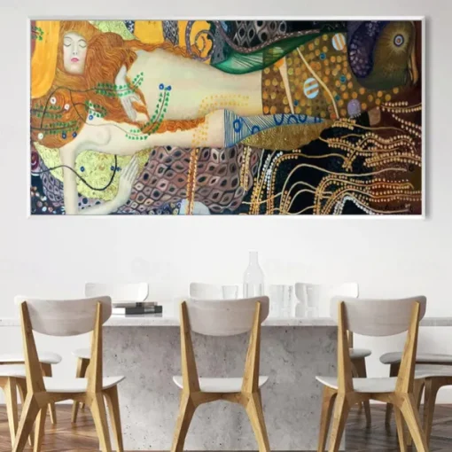 Gustav Klimt Water Serpents Oil painting hand-painted Gustav Klimt oil painting Gustav Klimt painting woman vintage art decor painting