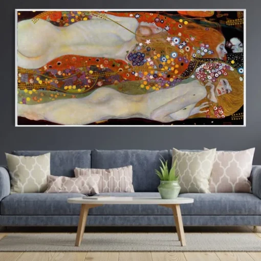Gustav Klimt Water Serpents Oil painting hand-painted Gustav Klimt oil painting Gustav Klimt painting woman vintage art decor painting