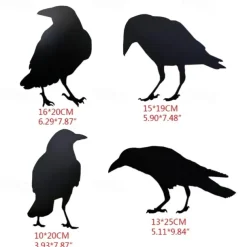 Halloween Acrylic Black Crow Scuplture Ornament Creative Photo Frame Raven Bird Statue Figurine Wall Display Decoration