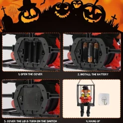 Halloween Animated Decoration, 1pc Motion-Sensor Activated Screaming Clown in Cage with Light-Up Eyes, Spooky Prisoner Ghost Prop for Indoor/Outdoor Decor, Plastic, No Batteries, AA Battery Operated (