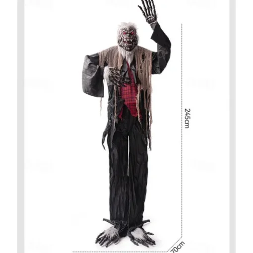 Halloween Animatronics, Sound-Activated Werewolf with Glowing Eyes and Scary Sounds, Giant Animated Outdoor Halloween Decoration, Man Accessory