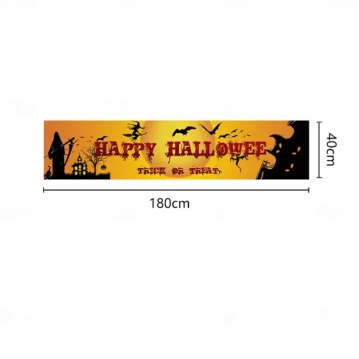 Halloween Banner Decoration Outdoor Banner Hanging Banner Front Door Porch Courtyard Sign Indoor Home Wall Decoration Halloween Party Welcome Sign