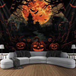 Halloween Bat Hanging Tapestry Wall Art Large Tapestry Mural Decor Photograph Backdrop Blanket Curtain Home Bedroom Living Room Decoration Halloween Decorations