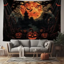 Halloween Bat Hanging Tapestry Wall Art Large Tapestry Mural Decor Photograph Backdrop Blanket Curtain Home Bedroom Living Room Decoration Halloween Decorations