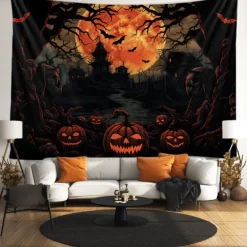 Halloween Bat Hanging Tapestry Wall Art Large Tapestry Mural Decor Photograph Backdrop Blanket Curtain Home Bedroom Living Room Decoration Halloween Decorations