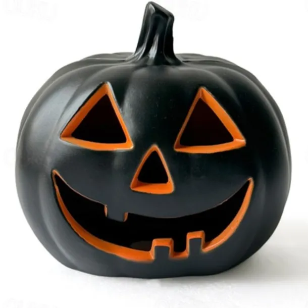 Halloween Black and White Pumpkin Lantern Automatic Switch LED Garden Paradise Glowing Creative Atmospheric Ornament