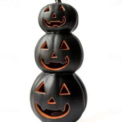 Halloween Black and White Pumpkin Lantern Automatic Switch LED Garden Paradise Glowing Creative Atmospheric Ornament