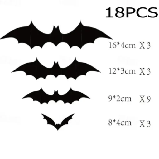 Halloween Black Bat PVC 3D Wall Halloween Bat Sticker Wall Decoration Scene Layout Horror Sticker Halloween Party Decoration Indoor and Outdoor Home Window Decoration Party Supplies
