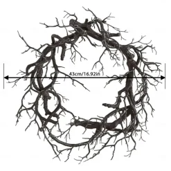 Halloween Black Branch Garland with Red LED Light for Front Door Decoration, Glitter Shiny Garland Halloween Outdoor Home Decor Ornaments