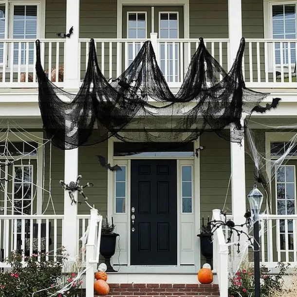 Halloween Black Creepy Cloth Scary Gauze Cloth Doorways Web Netting Fabric for Haunted House Creepy and Spooky Halloween Decorations