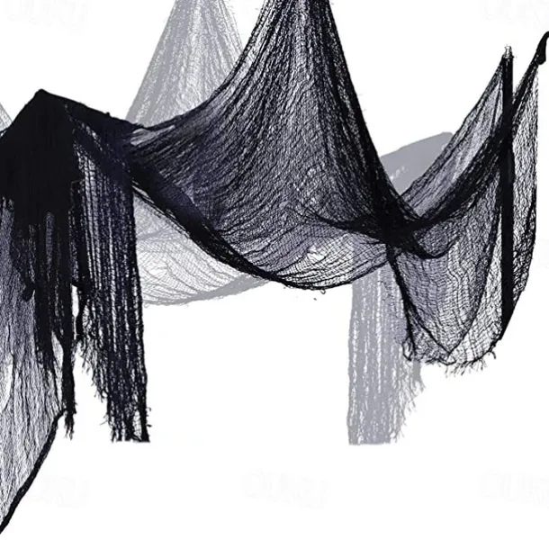 Halloween Black Creepy Cloth Scary Gauze Cloth Doorways Web Netting Fabric for Haunted House Creepy and Spooky Halloween Decorations