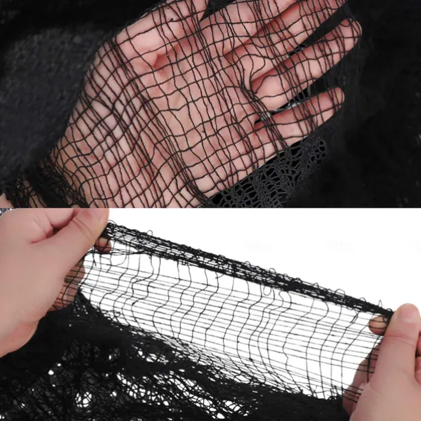 Halloween Black Creepy Cloth Scary Gauze Cloth Doorways Web Netting Fabric for Haunted House Creepy and Spooky Halloween Decorations
