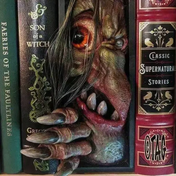 Halloween Bookshelf Horror Mask Monster Resin Craft Decoration Monster Statue Ornaments