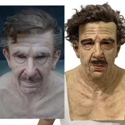 Halloween Christmas Mask Headgear, Fierce Black Haired Old Man Mask Simulation Character Mask Masquerade Play Props Funky Cosplay Accessory